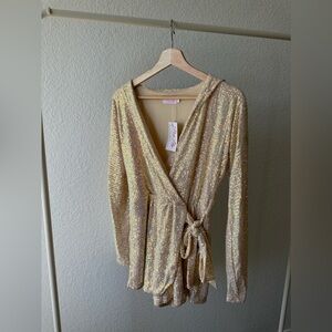 New Years Eve Sequin Romper Pink Lily